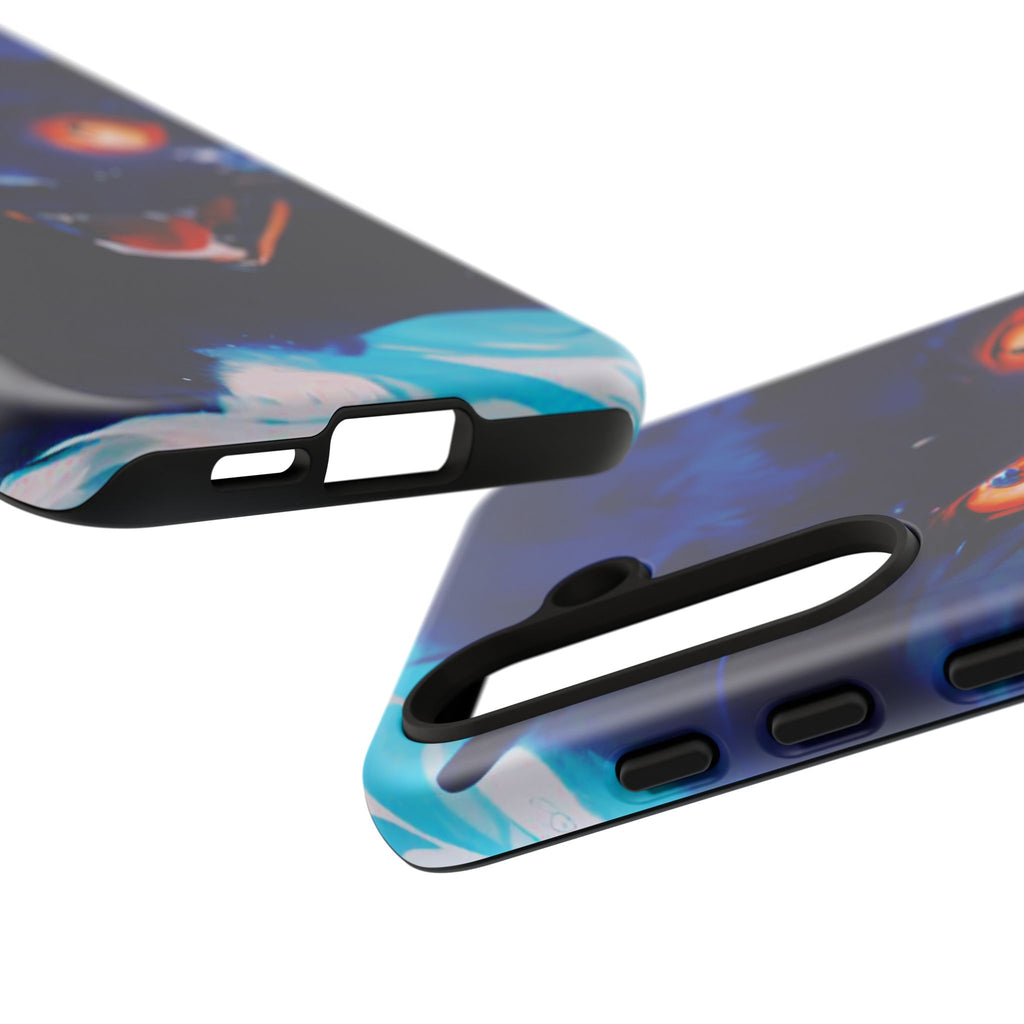 Demon Cat Phone Case — Glowing Blue Feline Tough Case