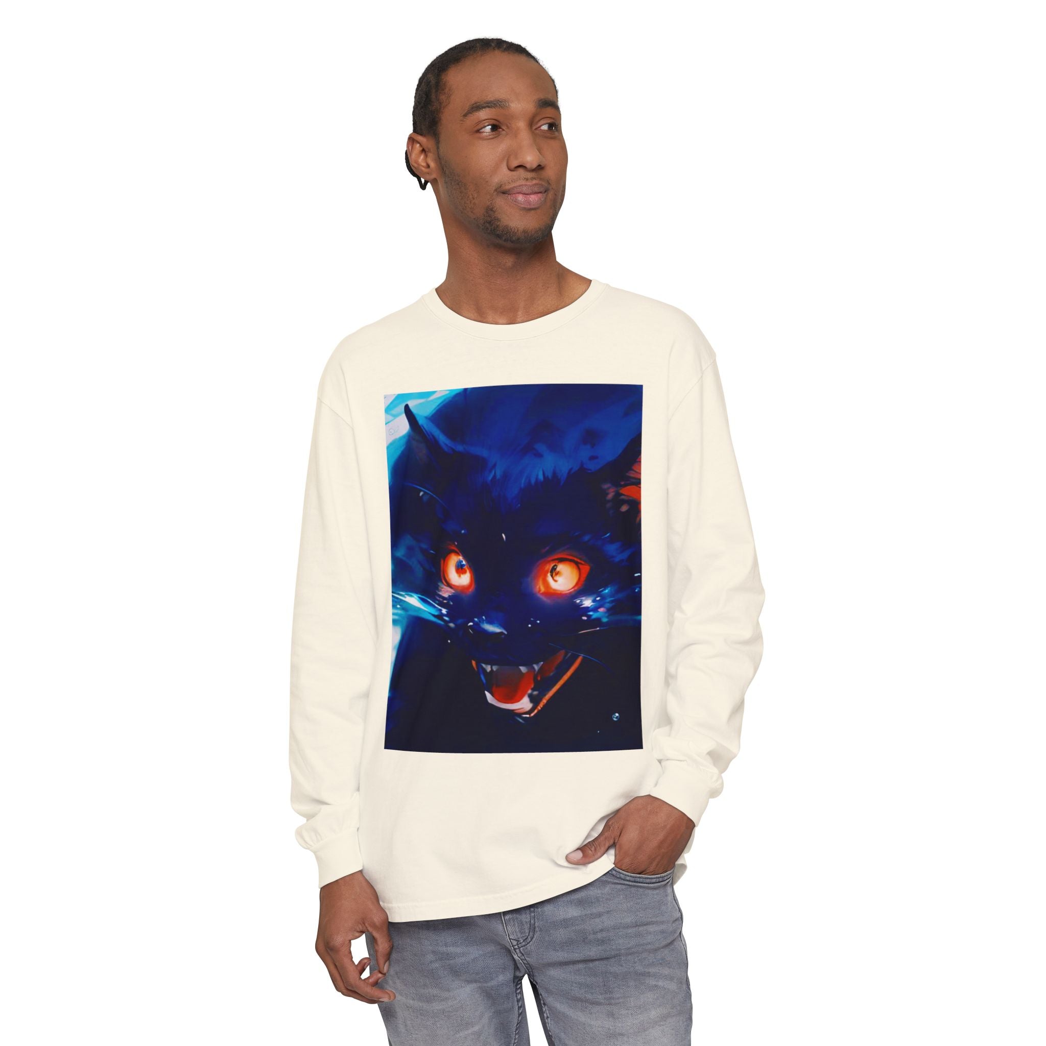Long Sleeve T-Shirt — Demon Cat Illustration