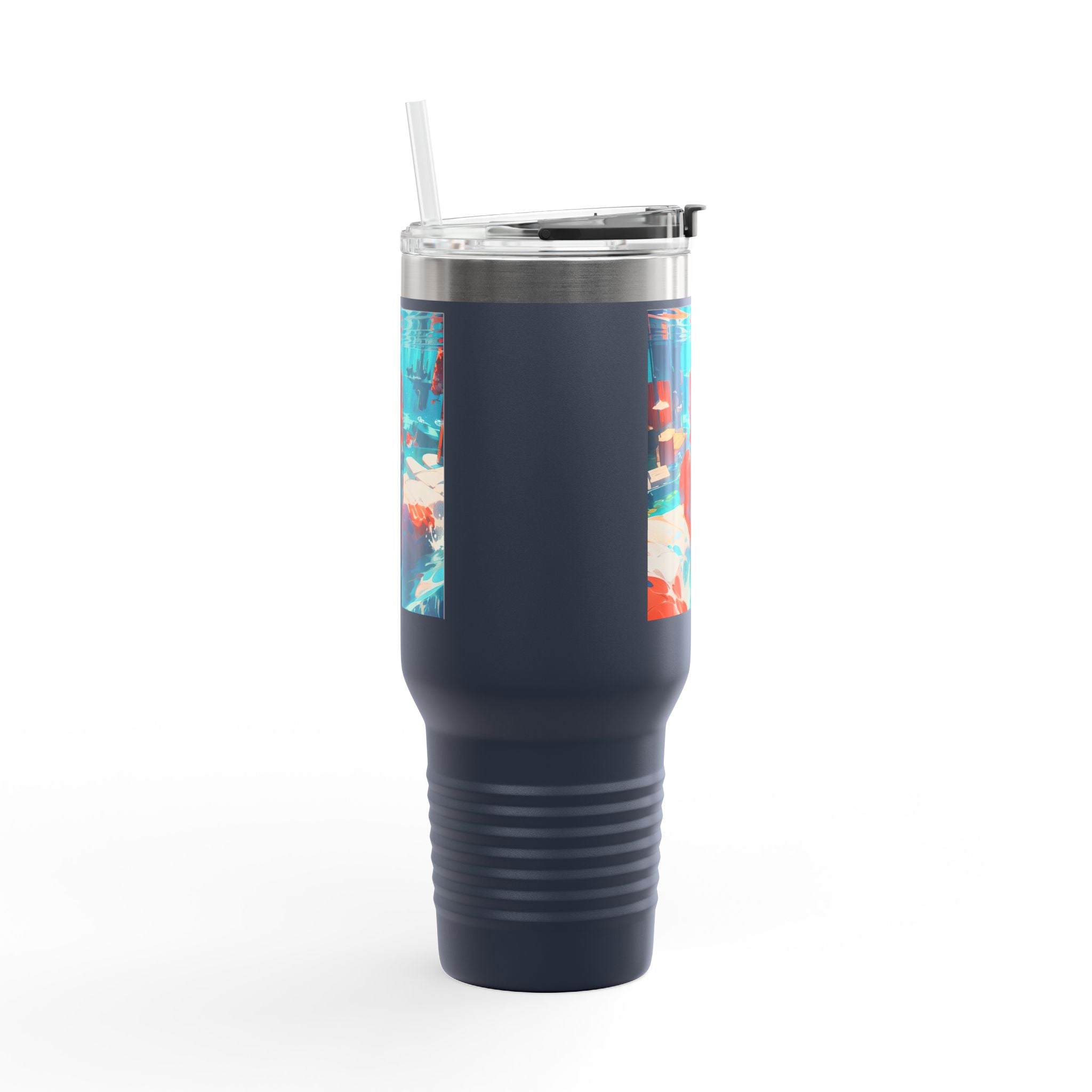 40oz Insulated Travel Mug – Colorful Underwater Dog Art Design