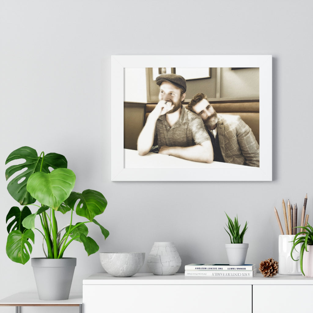 Framed Horizontal Poster — Vintage Sepia Portrait Wall Art - Just Us, a married couple.