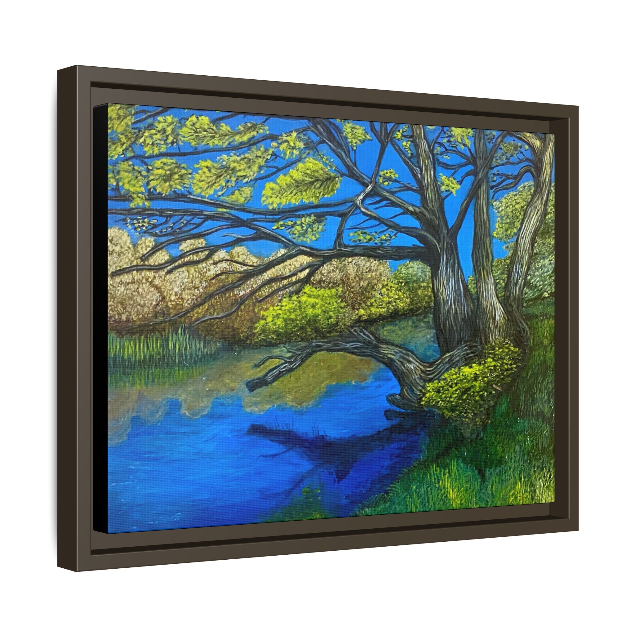 Framed Matte Canvas Print — River Til Landscape
