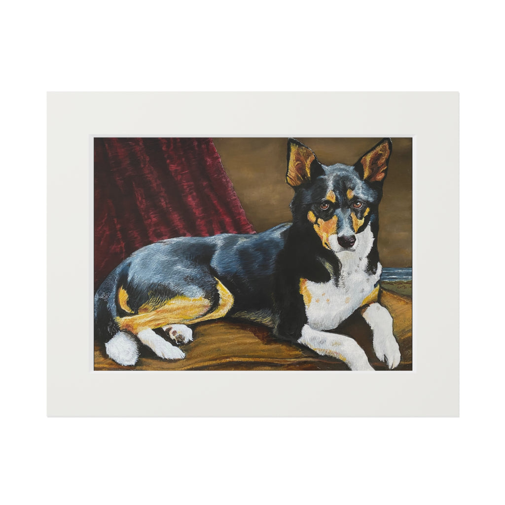 Tricolor Dog Fine Art Print with Passepartout Frame — "Upton" Pet Portrait Wall Art (2022)