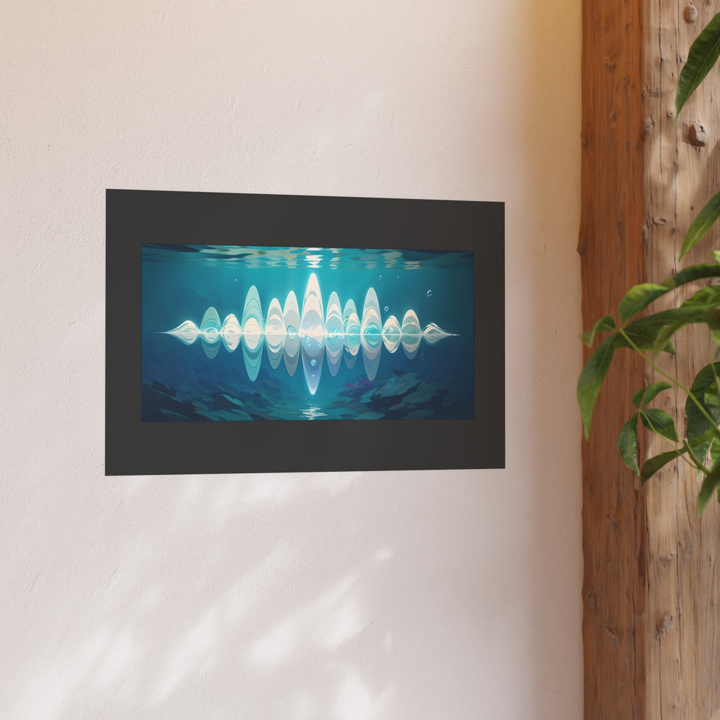 Ocean Waveform Art Poster — Abstract Soundwave Underwater Print