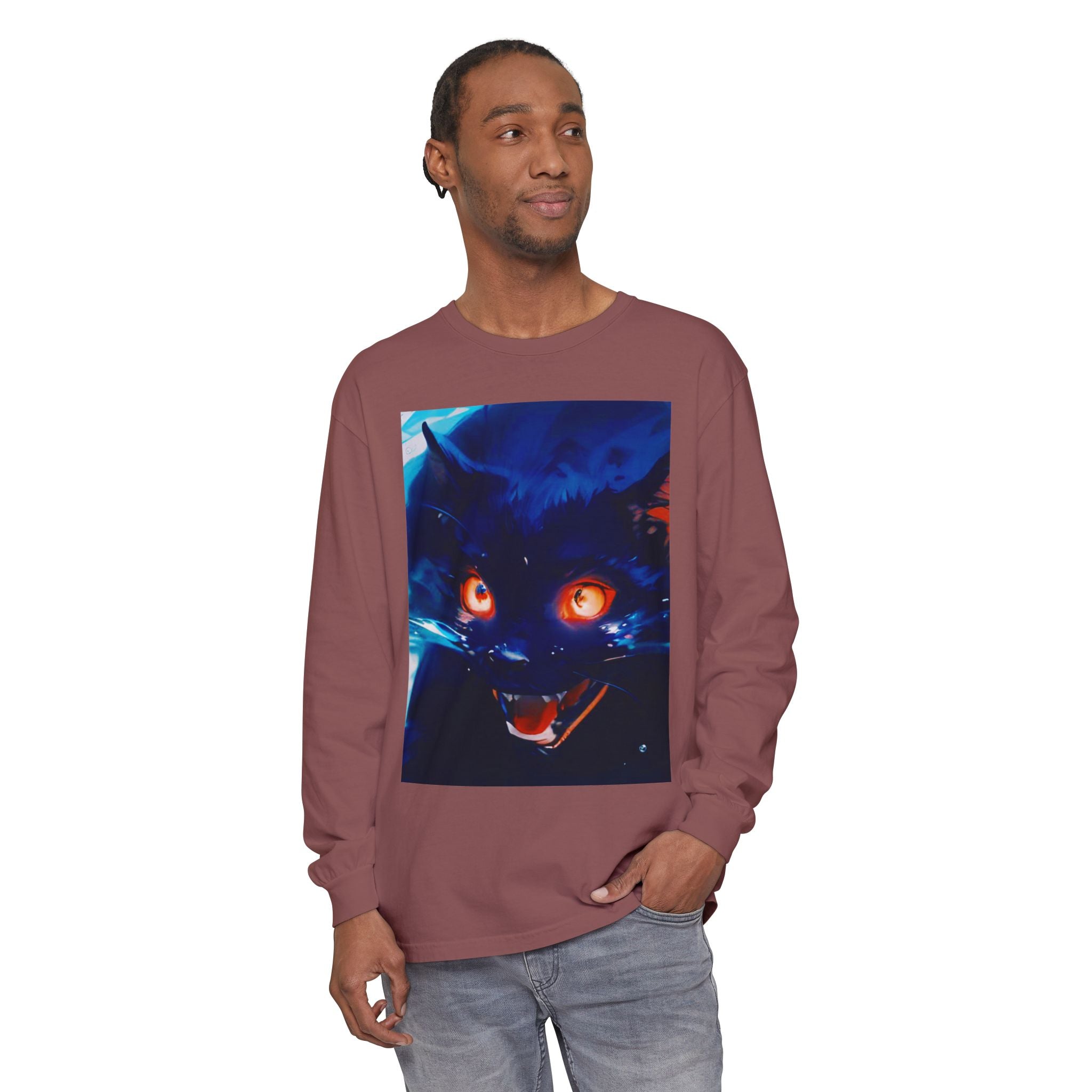 Long Sleeve T-Shirt — Demon Cat Illustration