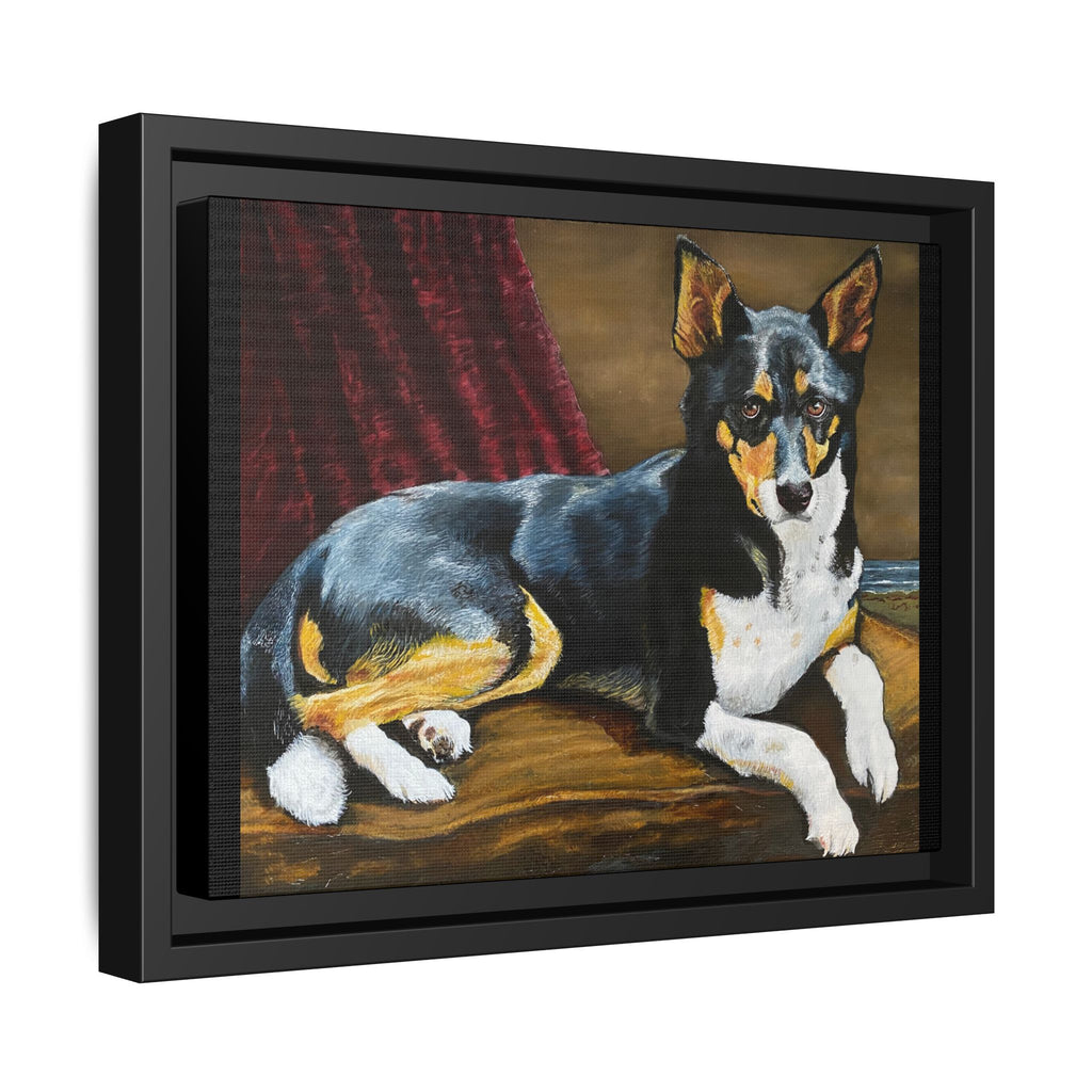 Framed Matte Canvas Dog Portrait – Black & Tan Companion Wall Art