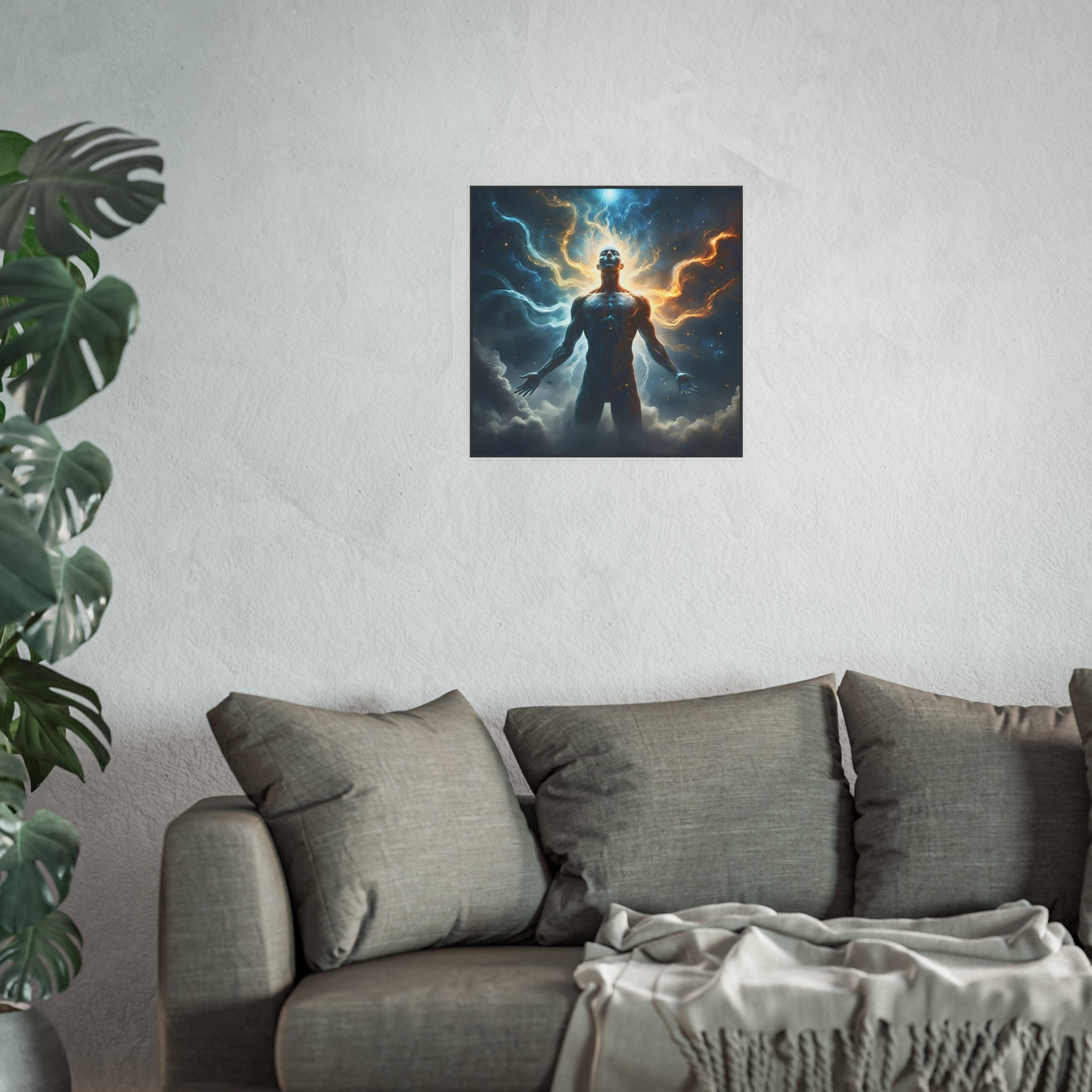 Cosmic Awakening Poster — Surreal Human Energy Wall Art (Satin/Archival Matte)