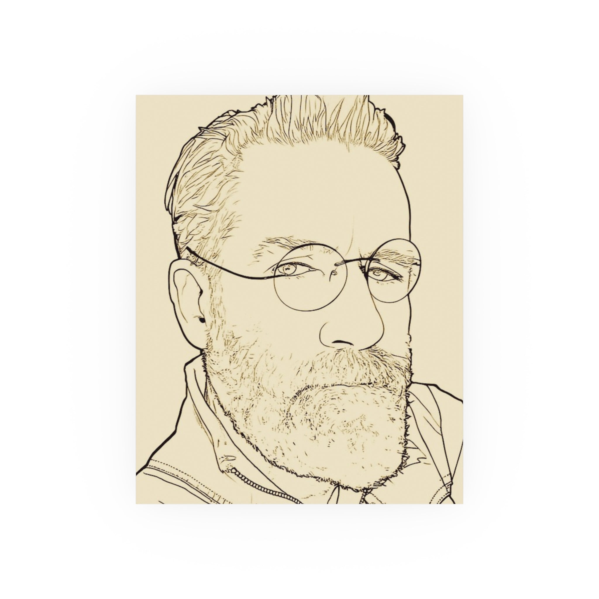 Minimalist Line Art Poster — AI Self Portrait (Satin or Archival Matte)