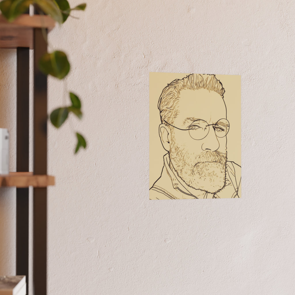 Minimalist Line Art Poster — AI Self Portrait (Satin or Archival Matte)