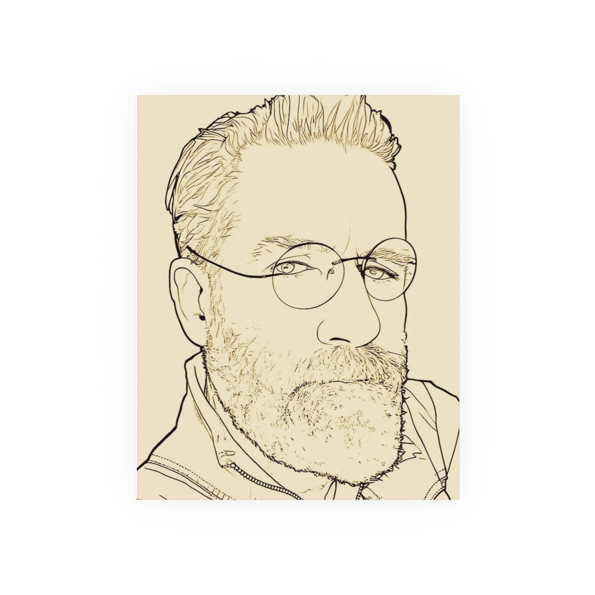 Minimalist Line Art Poster — AI Self Portrait (Satin or Archival Matte)