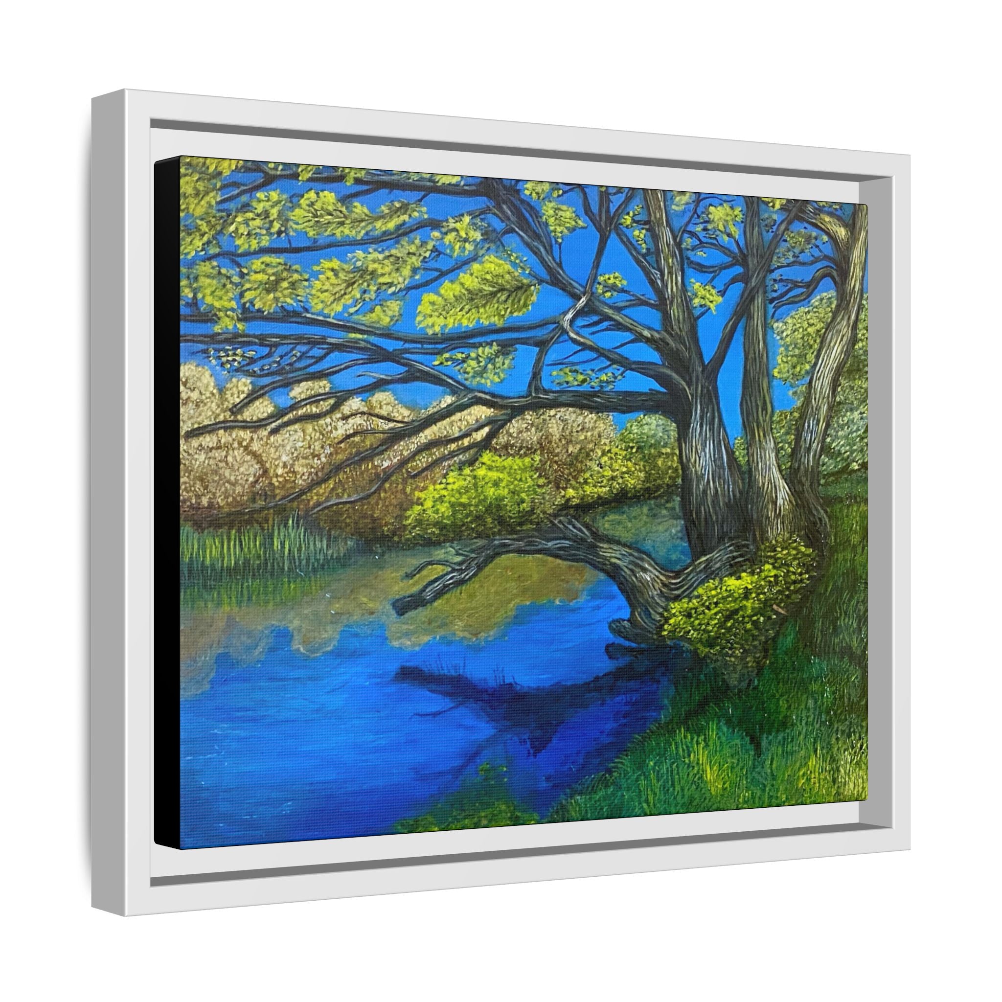 Framed Matte Canvas Print — River Til Landscape
