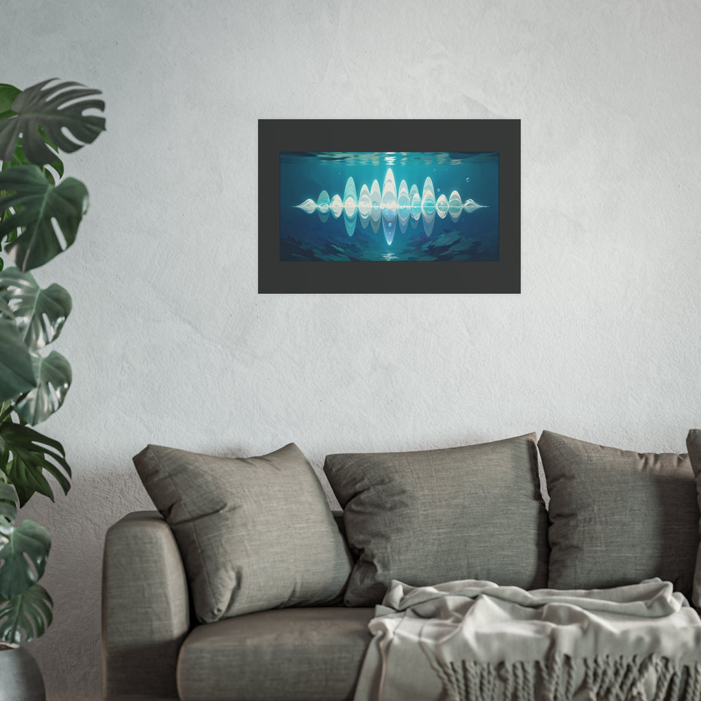 Ocean Waveform Art Poster — Abstract Soundwave Underwater Print