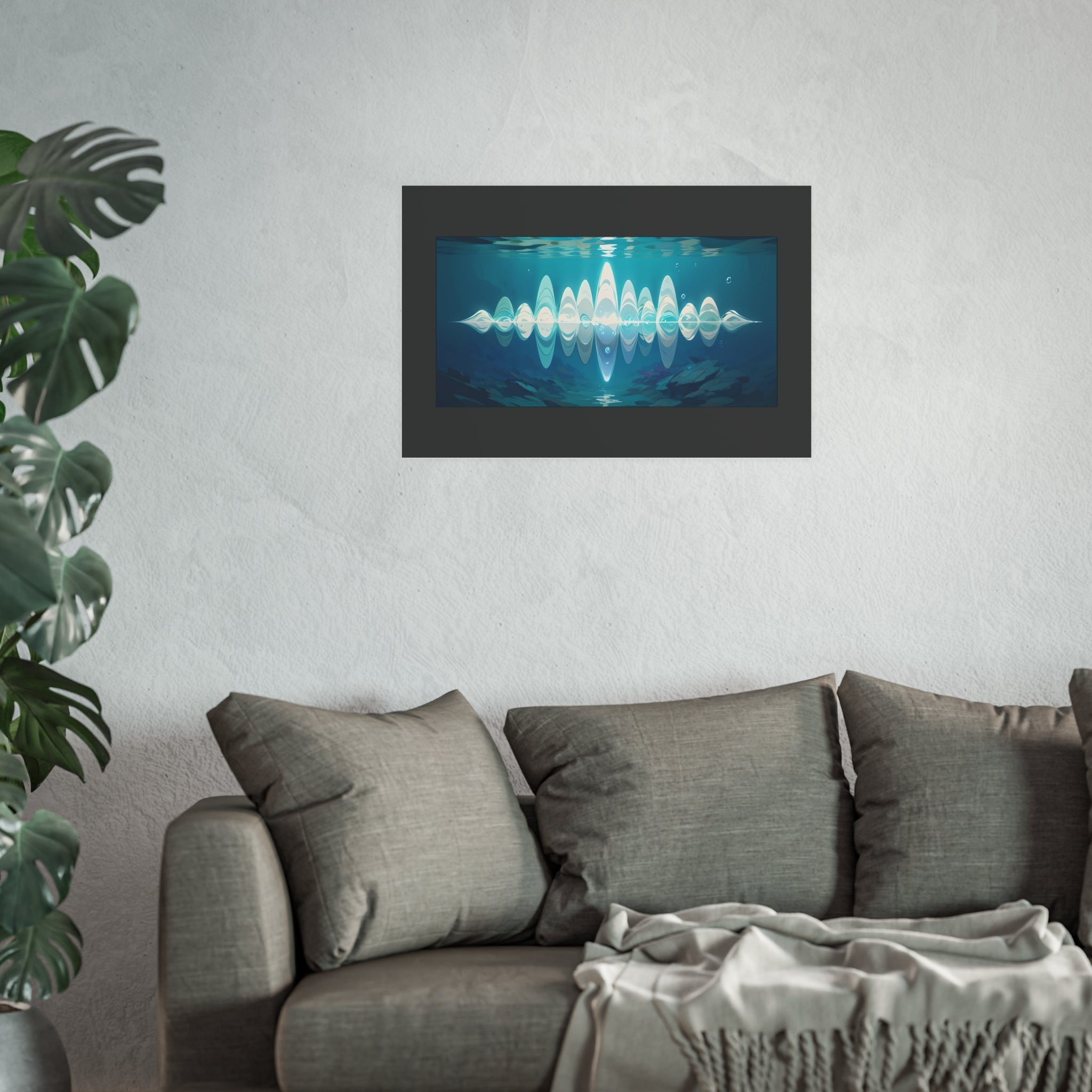 Ocean Waveform Art Poster — Abstract Soundwave Underwater Print