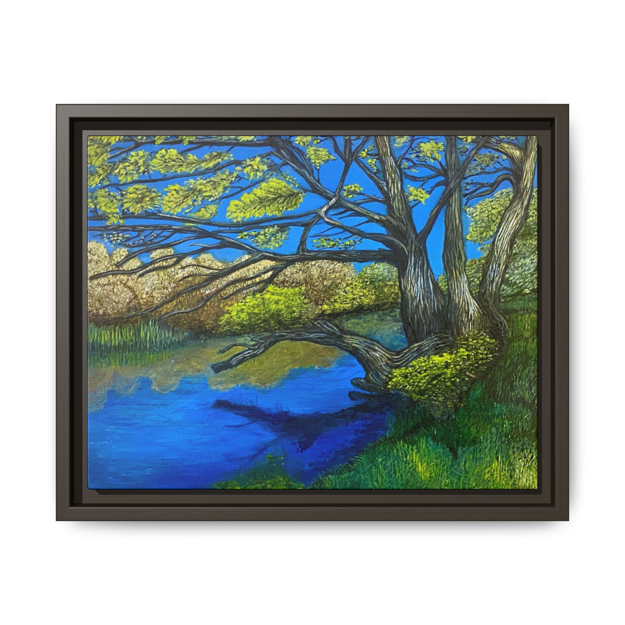 Framed Matte Canvas Print — River Til Landscape