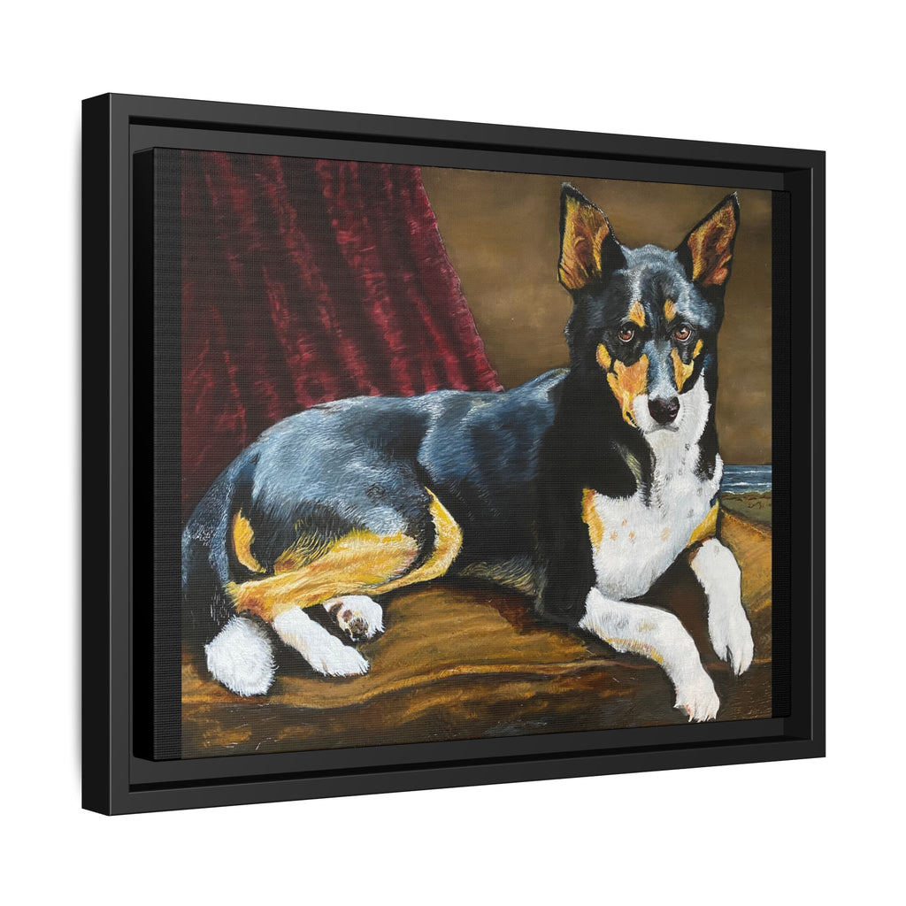 Framed Matte Canvas Dog Portrait – Black & Tan Companion Wall Art