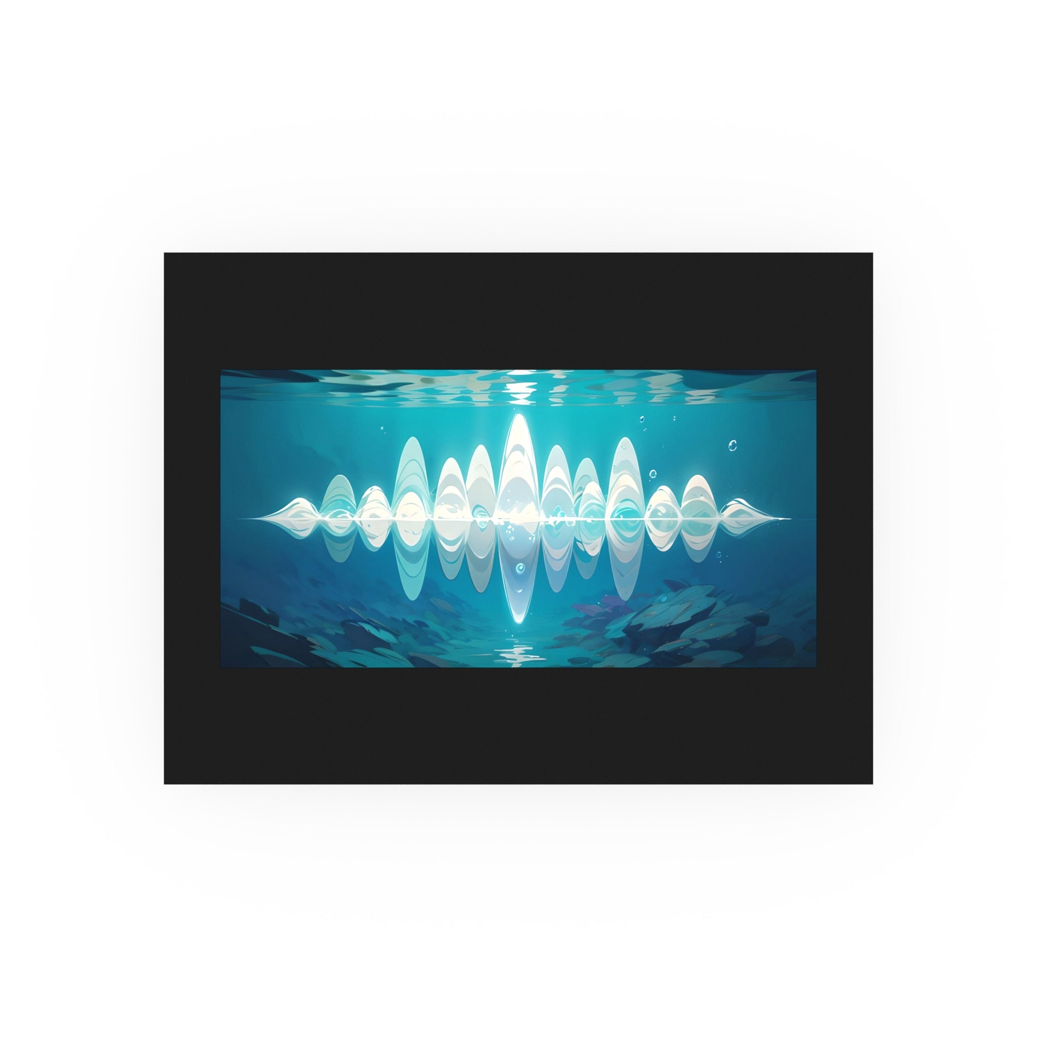 Ocean Waveform Art Poster — Abstract Soundwave Underwater Print