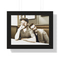 Framed Horizontal Poster — Vintage Sepia Portrait Wall Art - Just Us, a married couple.