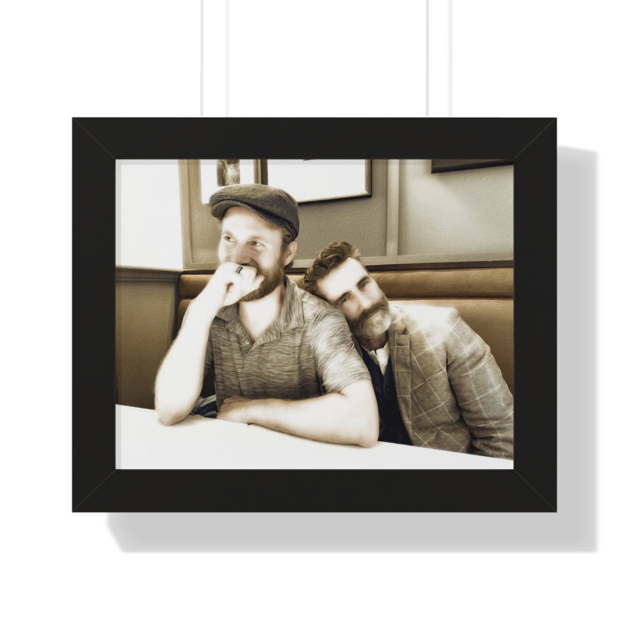 Framed Horizontal Poster — Vintage Sepia Portrait Wall Art - Just Us, a married couple.