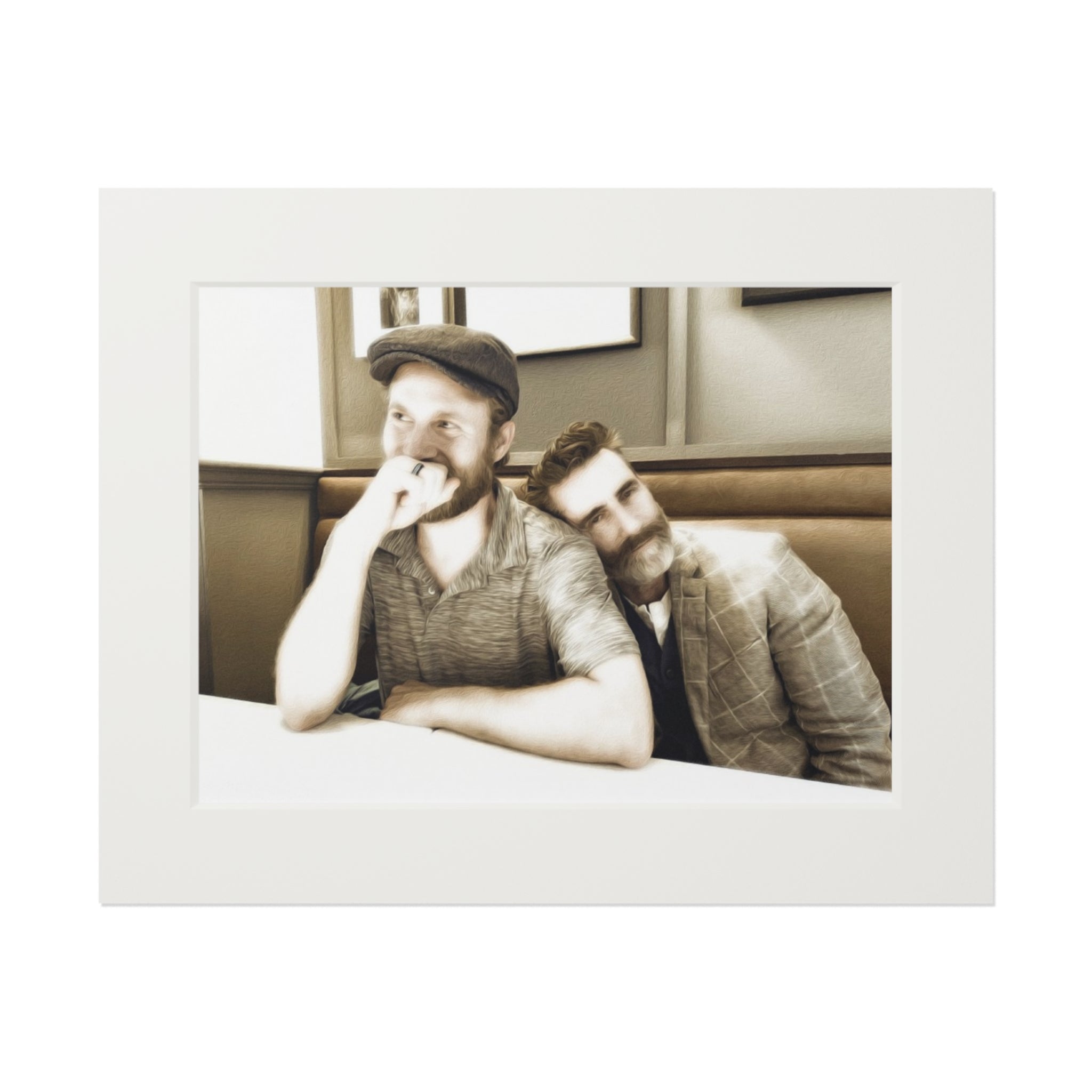 Sepia Couple Fine Art Print with Passepartout Frame - Just Us, a married couple.