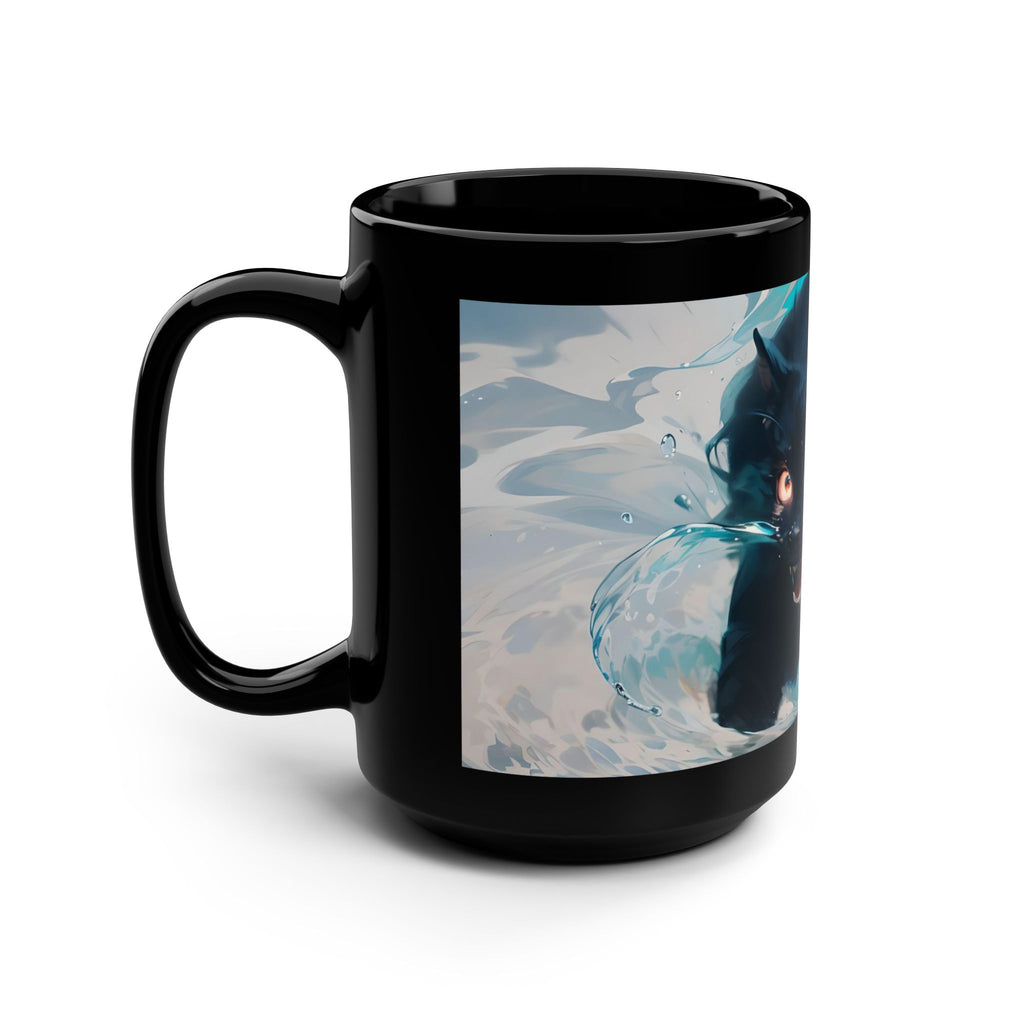 Demon Cat Art Coffee Mug — 15oz Zombie Kitten Ceramic Cup