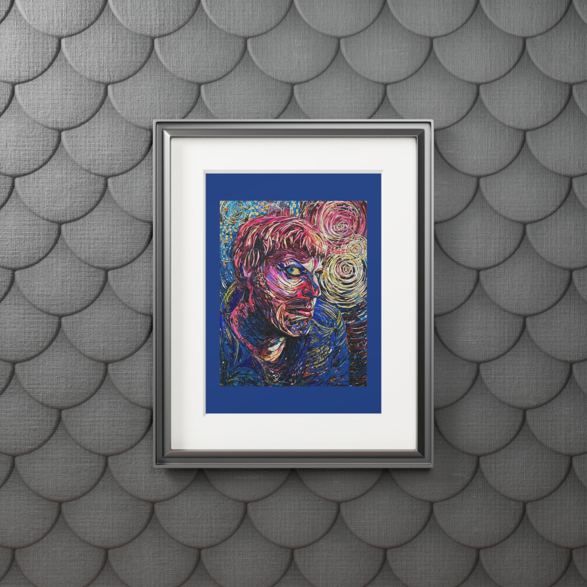 Abstract Portrait Fine Art Print with Passepartout Frame - Paper Portrait of Eddie