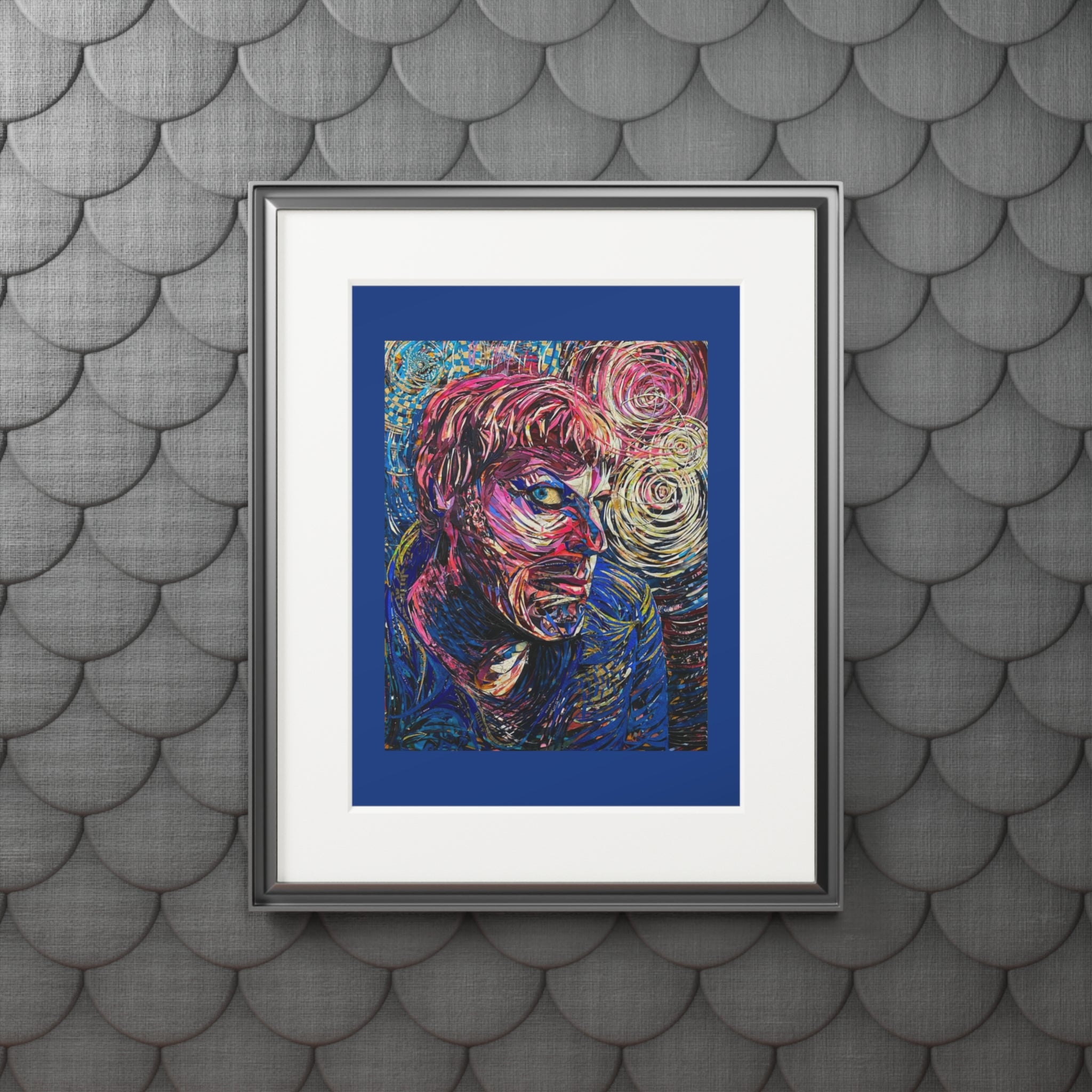 Abstract Portrait Fine Art Print with Passepartout Frame - Paper Portrait of Eddie