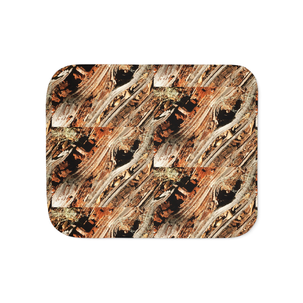 Rustic Woodgrain Sherpa Blanket — Reversible Two-Color Cozy Throw