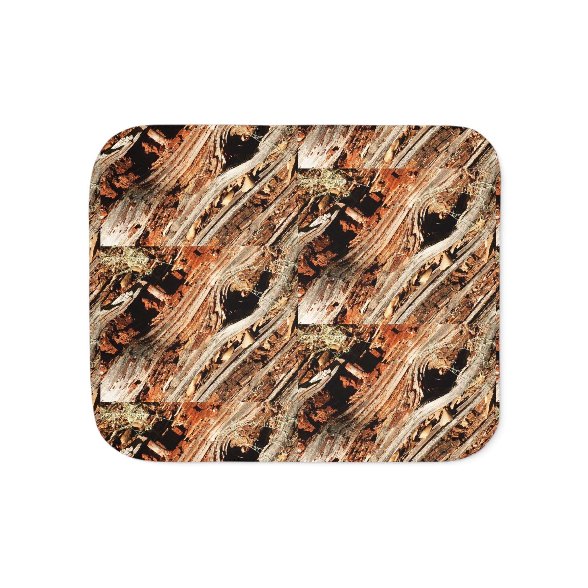 Rustic Woodgrain Sherpa Blanket — Reversible Two-Color Cozy Throw