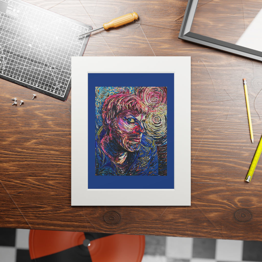Abstract Portrait Fine Art Print with Passepartout Frame - Paper Portrait of Eddie