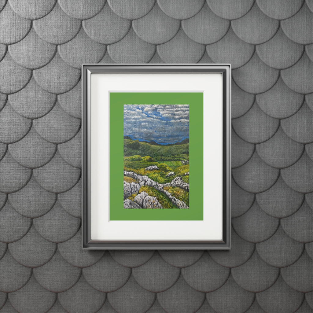Mountain Landscape Fine Art Print with Passepartout — "View from High Rigg" - Green Hills & Dramatic Sky (2023)