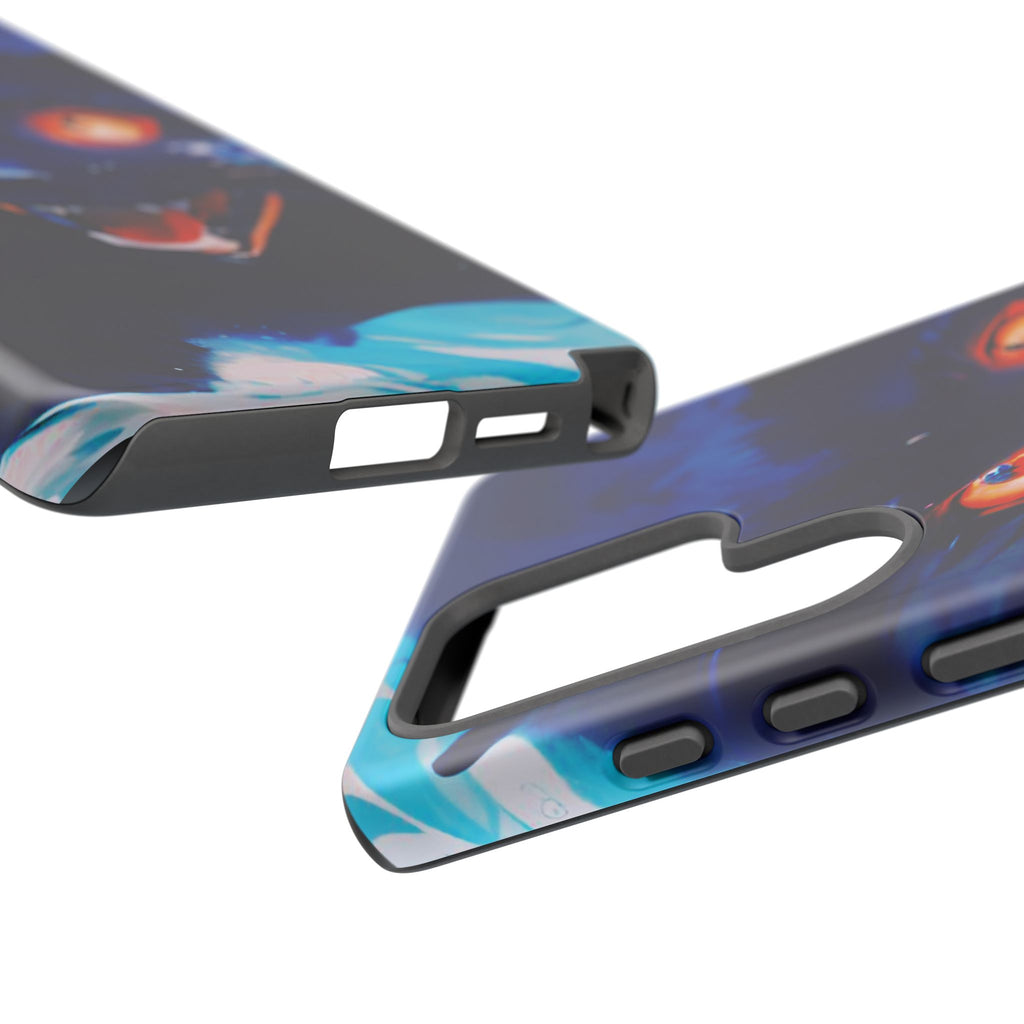 Demon Cat Phone Case — Glowing Blue Feline Tough Case