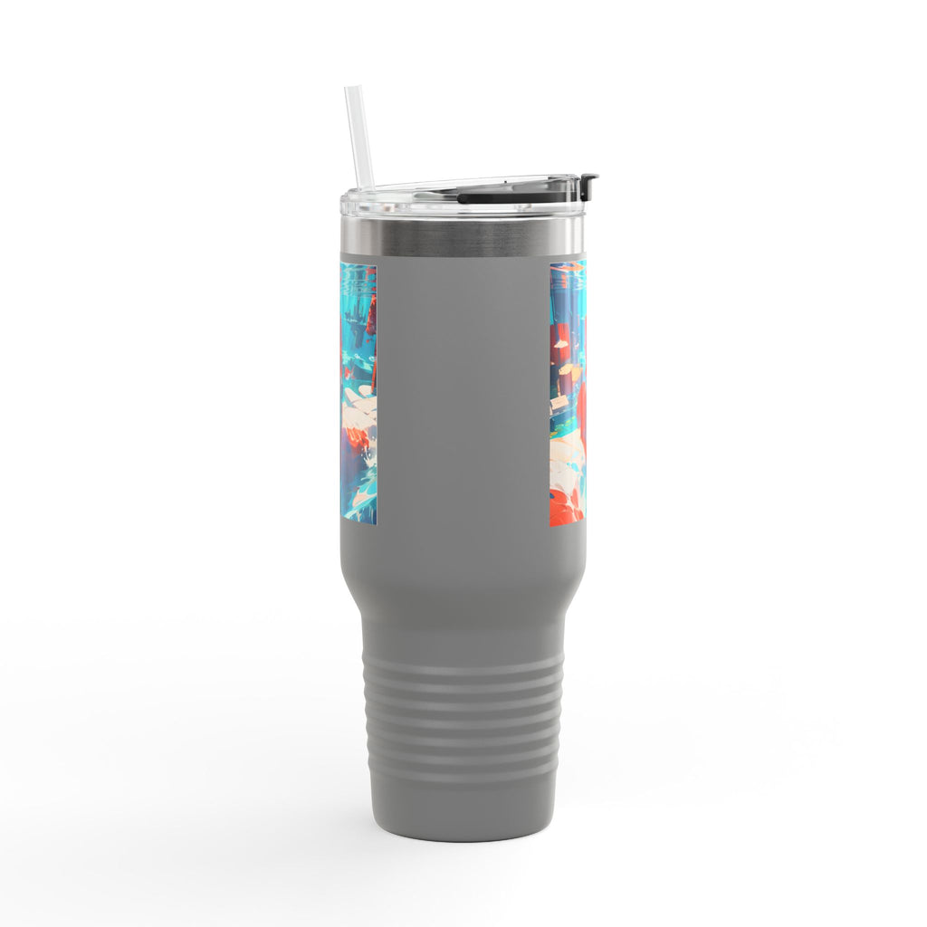 40oz Insulated Travel Mug – Colorful Underwater Dog Art Design