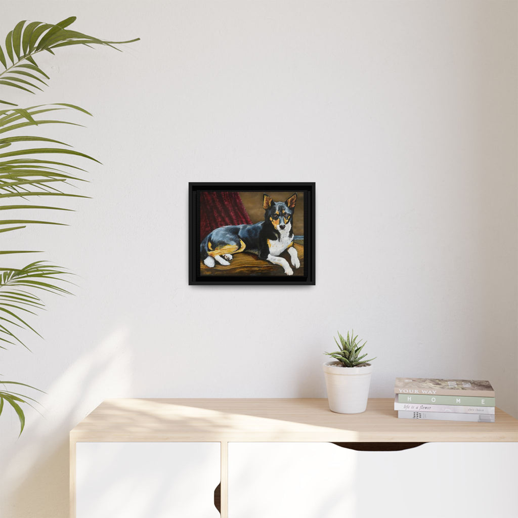 Framed Matte Canvas Dog Portrait – Black & Tan Companion Wall Art