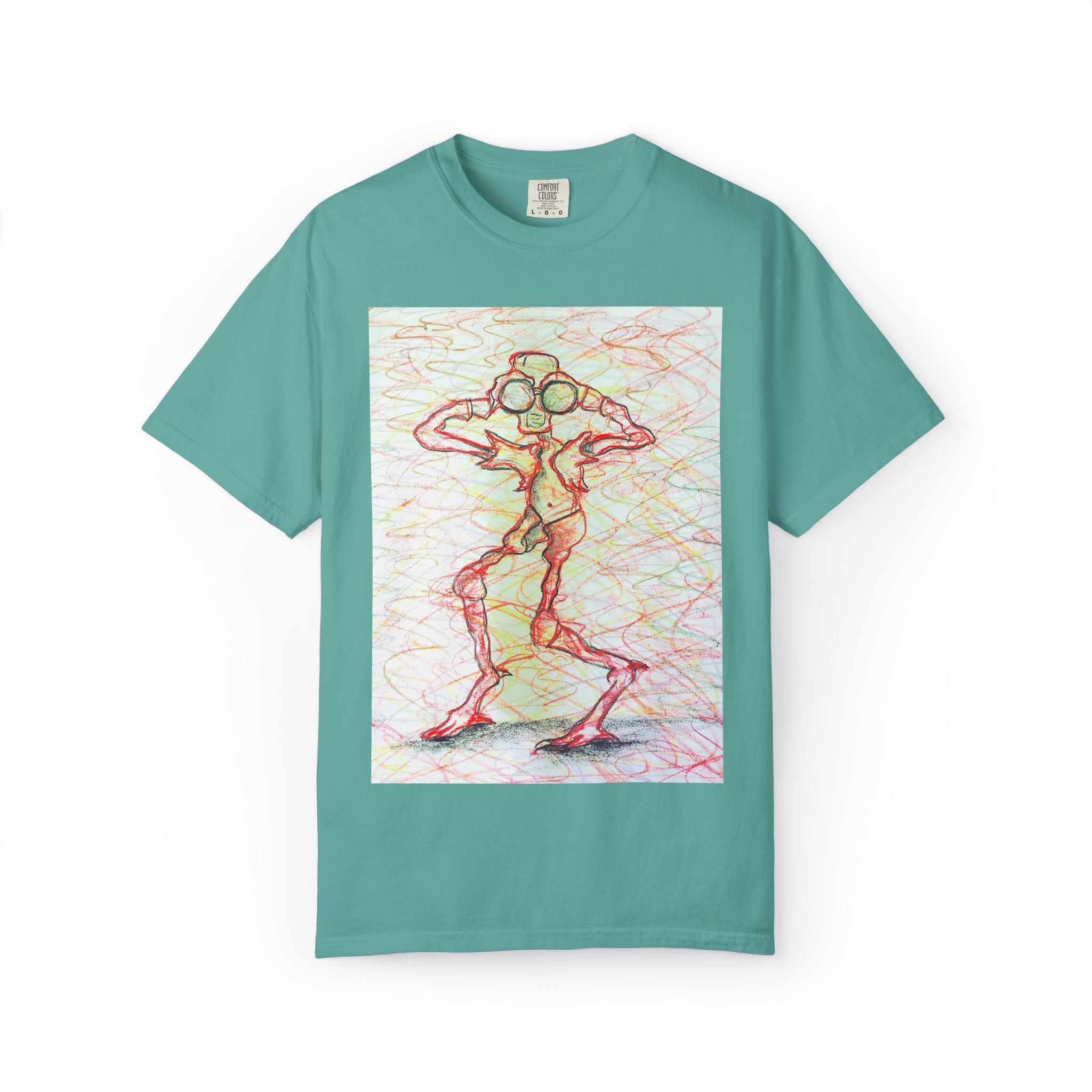 Abstract Figure Art T-Shirt — 'Binocular Gazer' Graphic Tee