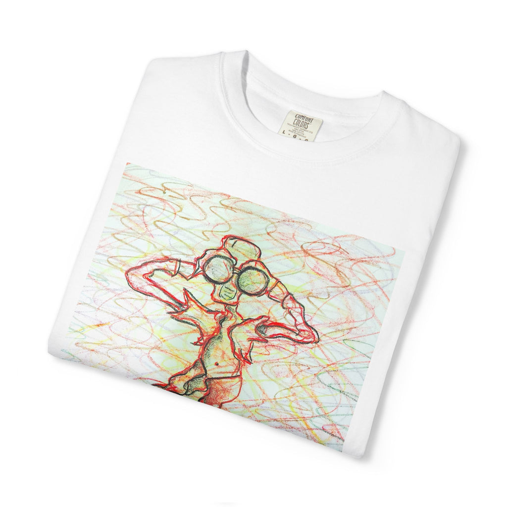 Abstract Figure Art T-Shirt — 'Binocular Gazer' Graphic Tee