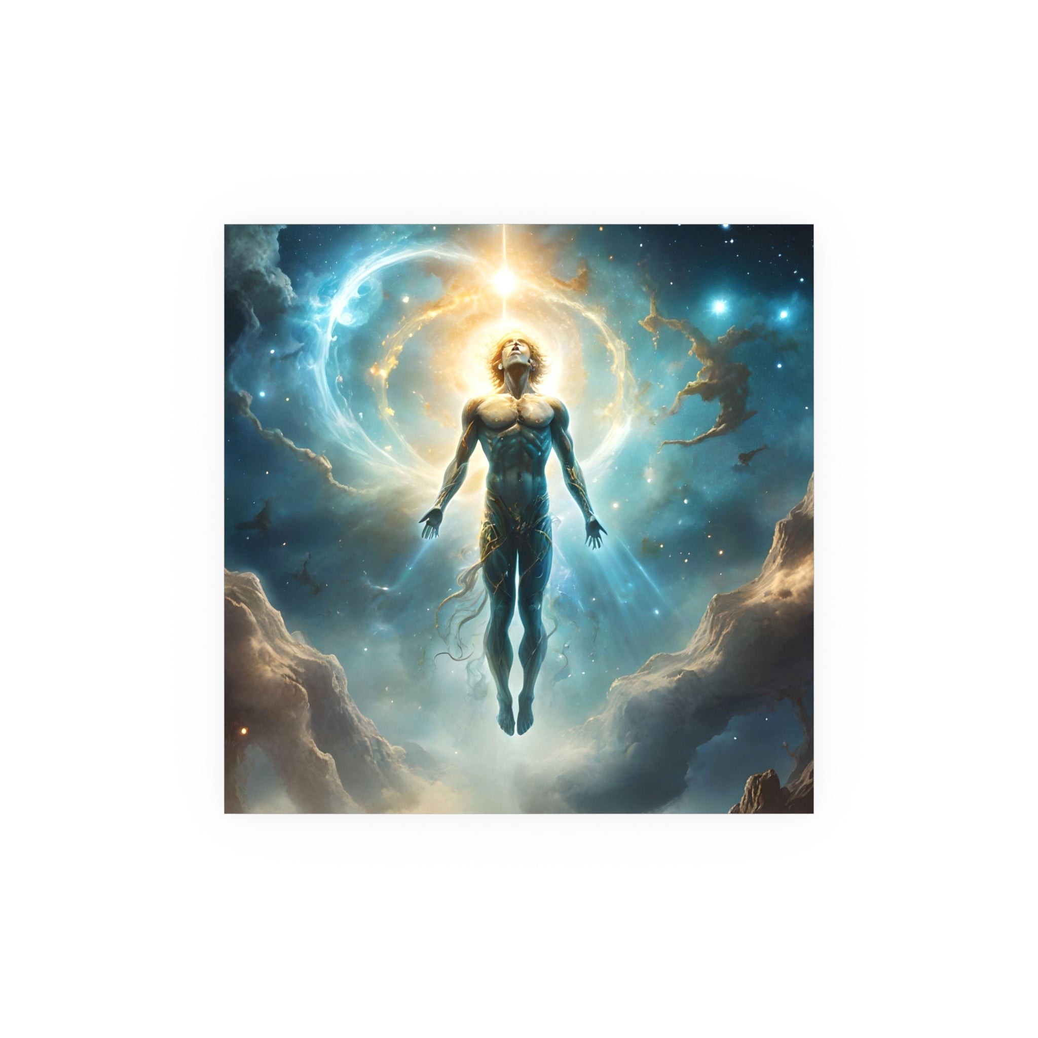 Cosmic Ascension Poster — Spiritual Astral Man Art Print