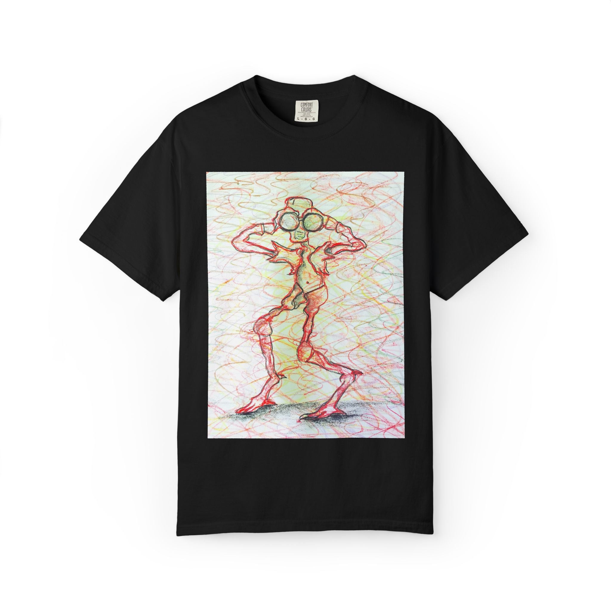 Abstract Figure Art T-Shirt — 'Binocular Gazer' Graphic Tee