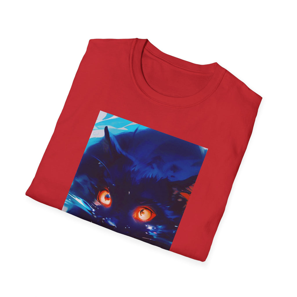 Demon Cat from the El Encanto Hotel T-Shirt — Glowing Eyes Creepy Cat Graphic Tee
