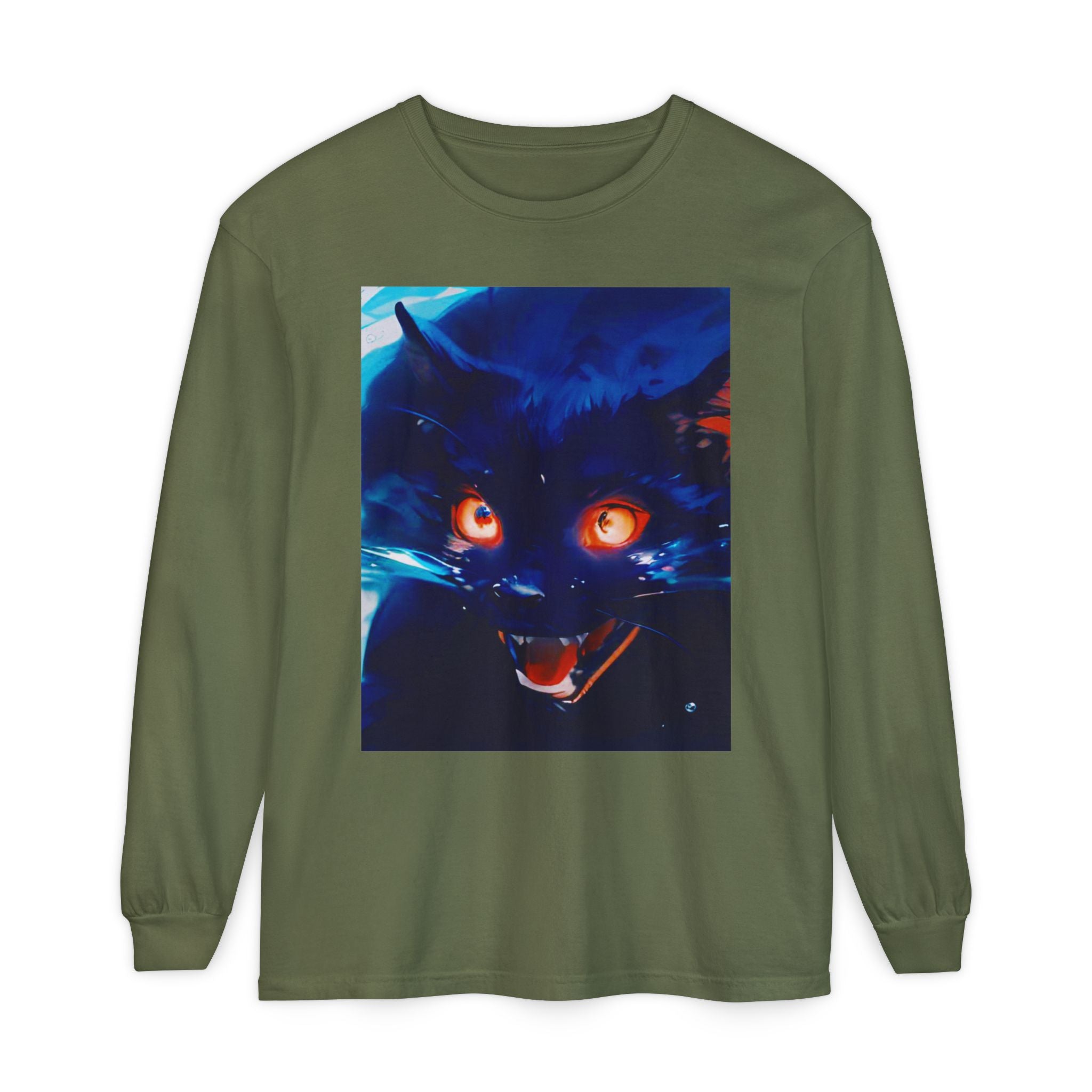 Long Sleeve T-Shirt — Demon Cat Illustration