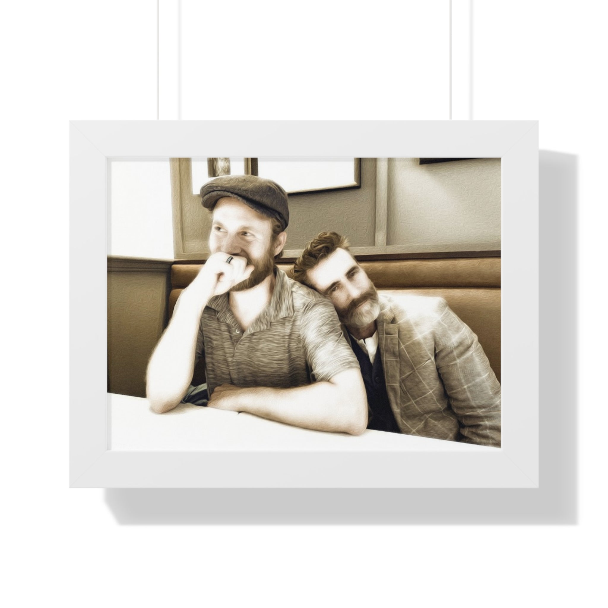 Framed Horizontal Poster — Vintage Sepia Portrait Wall Art - Just Us, a married couple.