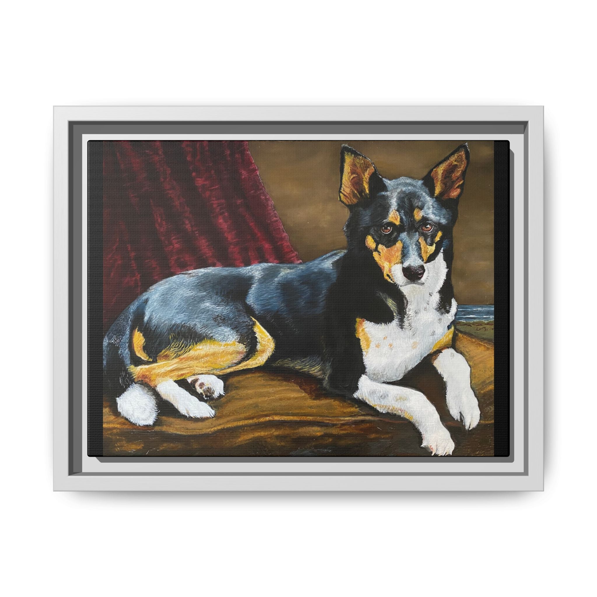 Framed Matte Canvas Dog Portrait – Black & Tan Companion Wall Art
