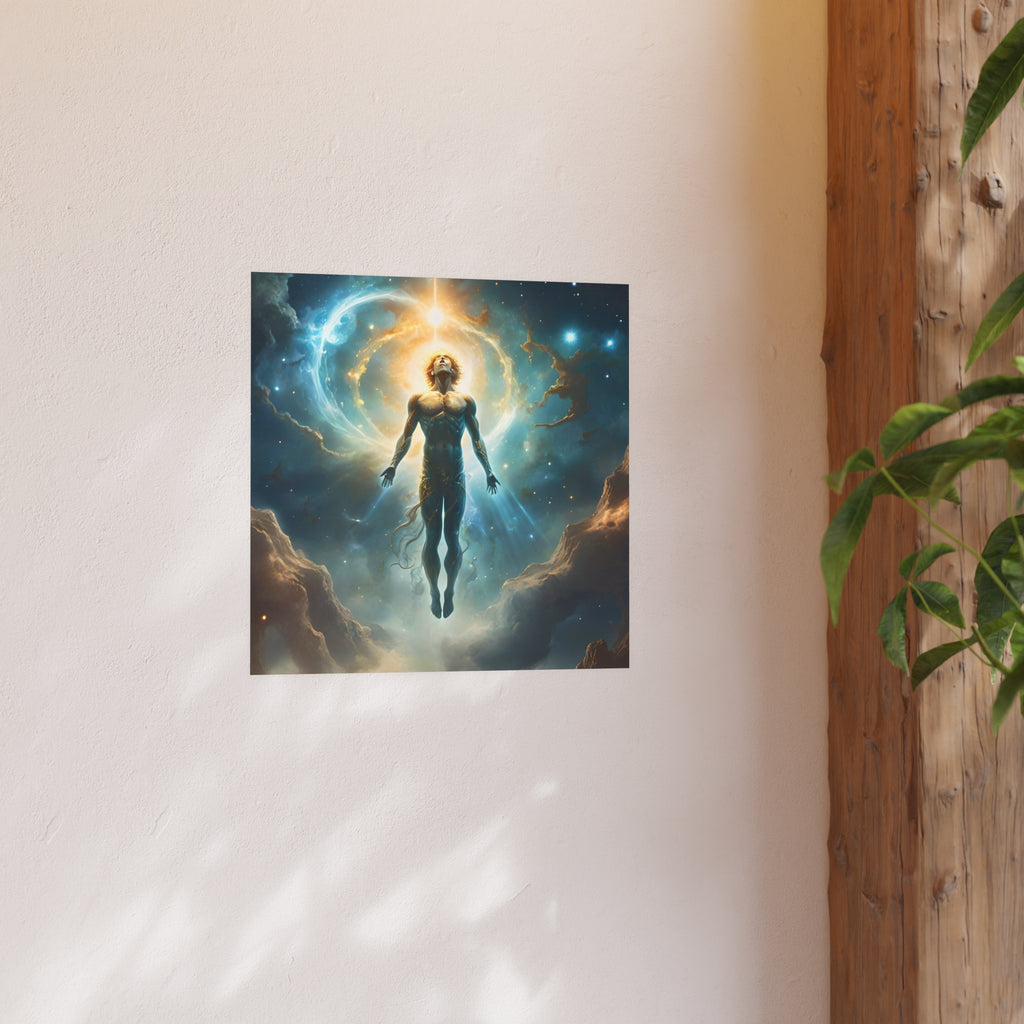 Cosmic Ascension Poster — Spiritual Astral Man Art Print