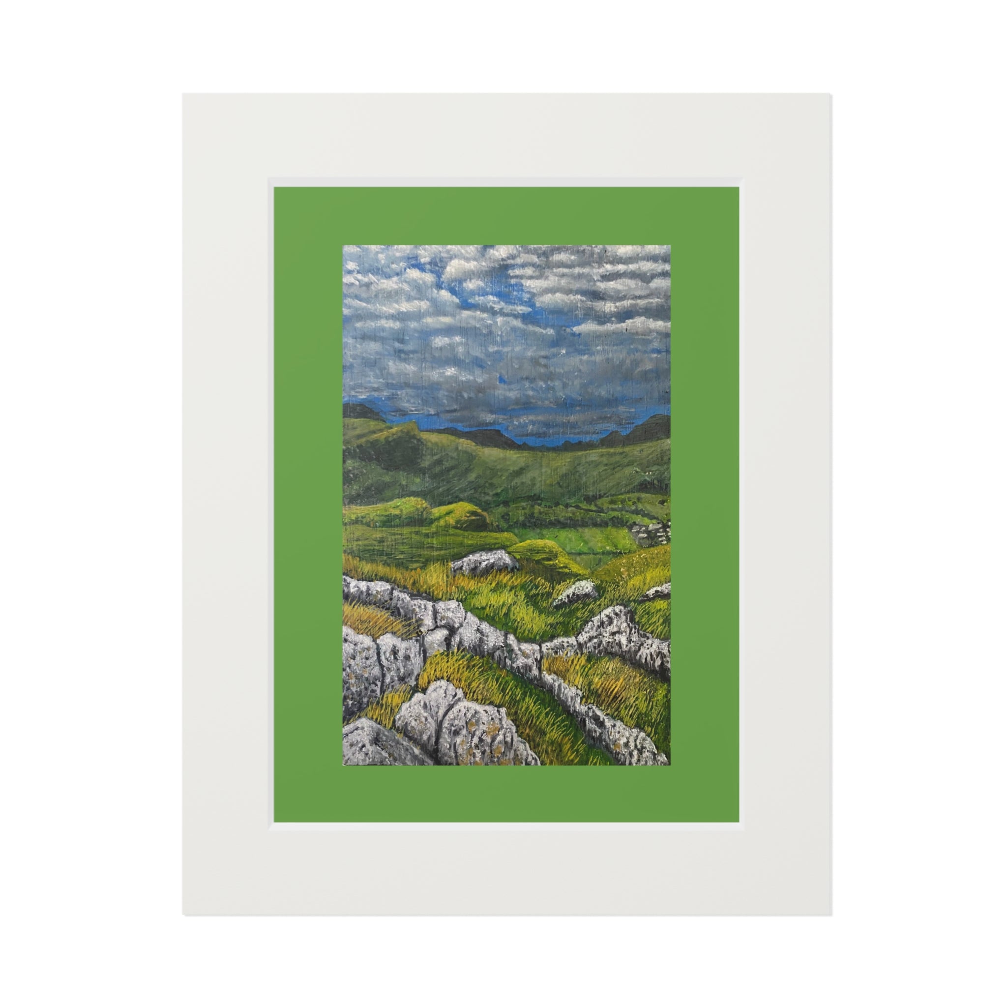 Mountain Landscape Fine Art Print with Passepartout — "View from High Rigg" - Green Hills & Dramatic Sky (2023)