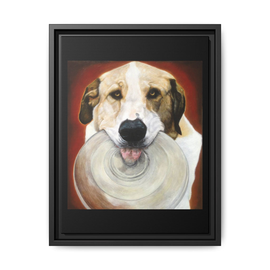 Framed Matte Canvas Print — Playful Wookie Holding His Frisbee