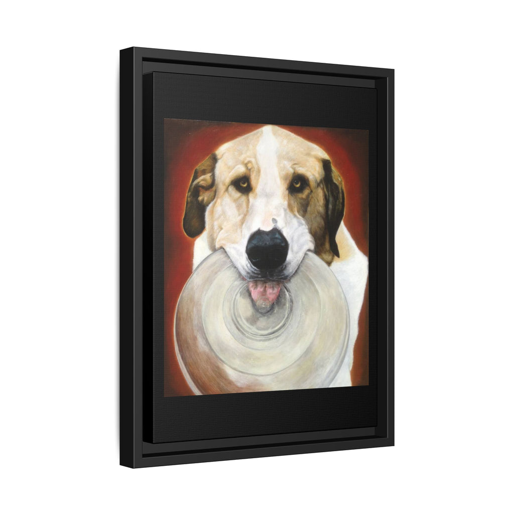 Framed Matte Canvas Print — Playful Wookie Holding His Frisbee