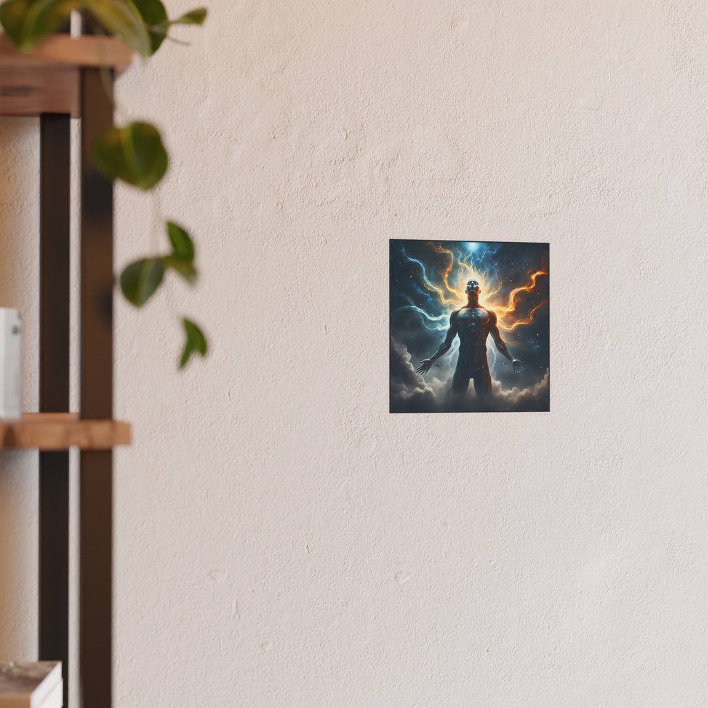 Cosmic Awakening Poster — Surreal Human Energy Wall Art (Satin/Archival Matte)