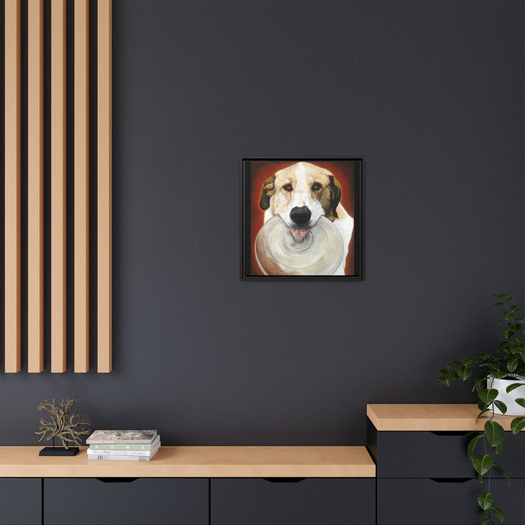 Framed Matte Canvas Print — Playful Wookie Holding His Frisbee