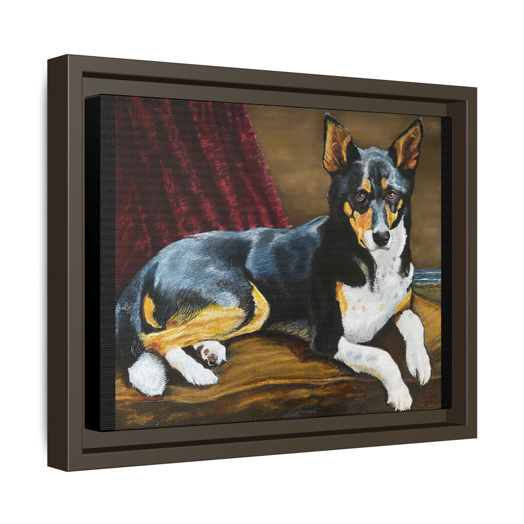 Framed Matte Canvas Dog Portrait – Black & Tan Companion Wall Art