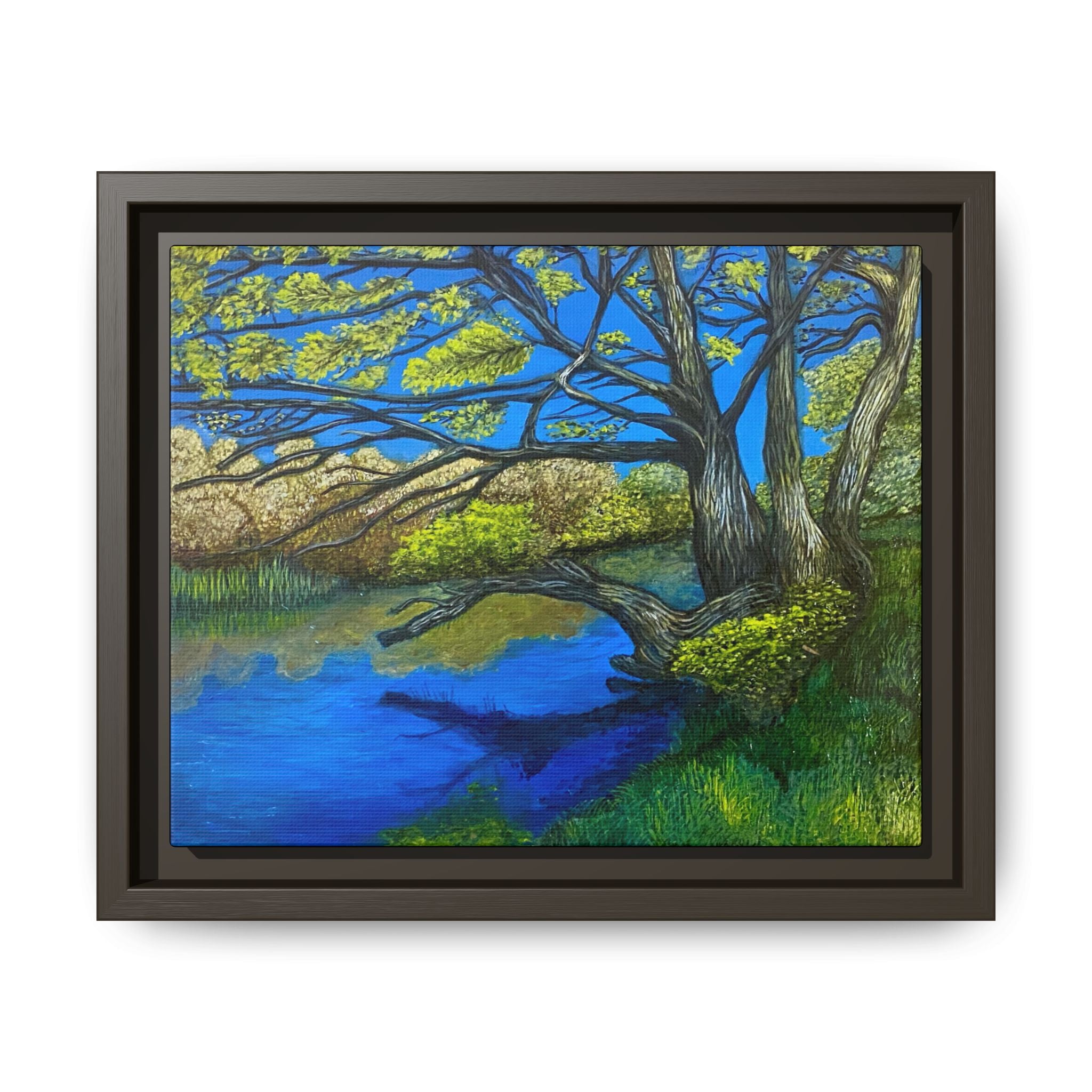 Framed Matte Canvas Print — River Til Landscape