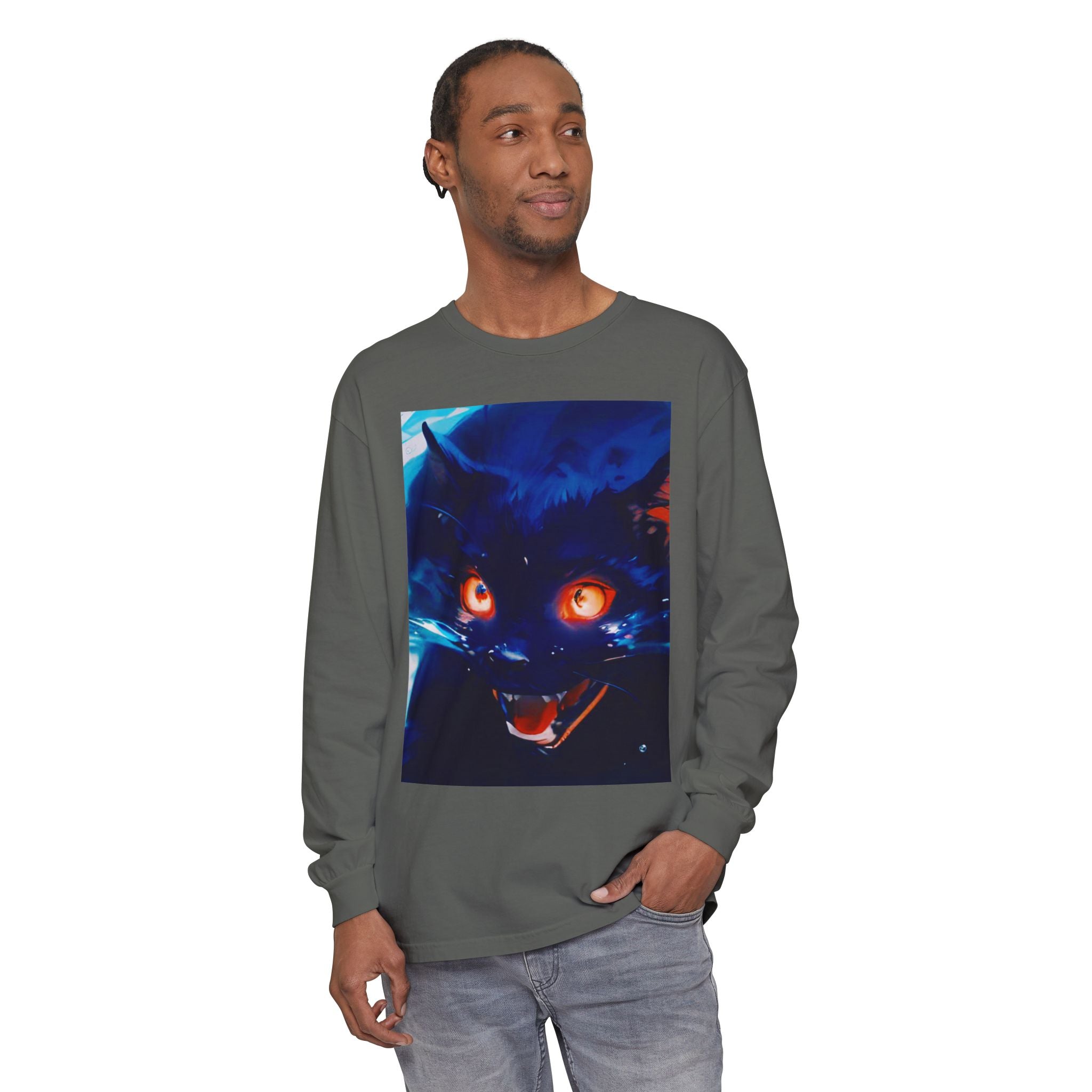 Long Sleeve T-Shirt — Demon Cat Illustration