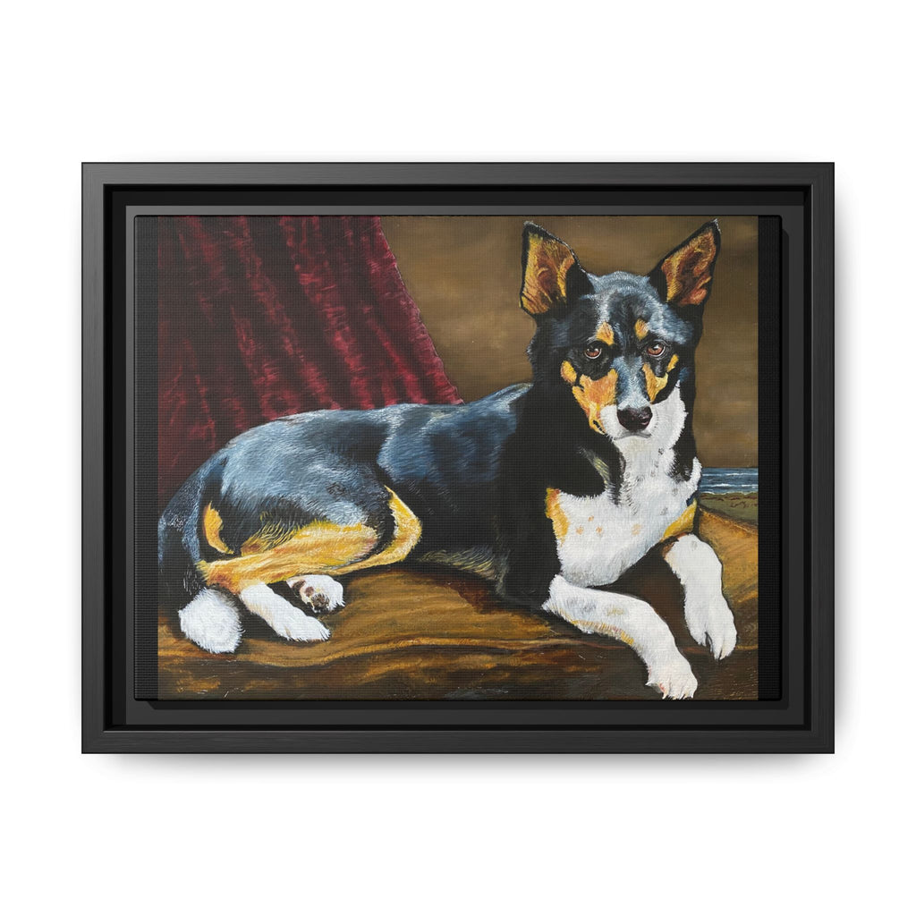 Framed Matte Canvas Dog Portrait – Black & Tan Companion Wall Art